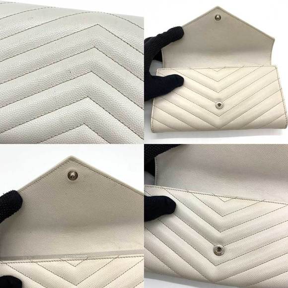 SAINT LAURENT White Monogram Leather Wallet - Picture 5 of 7
